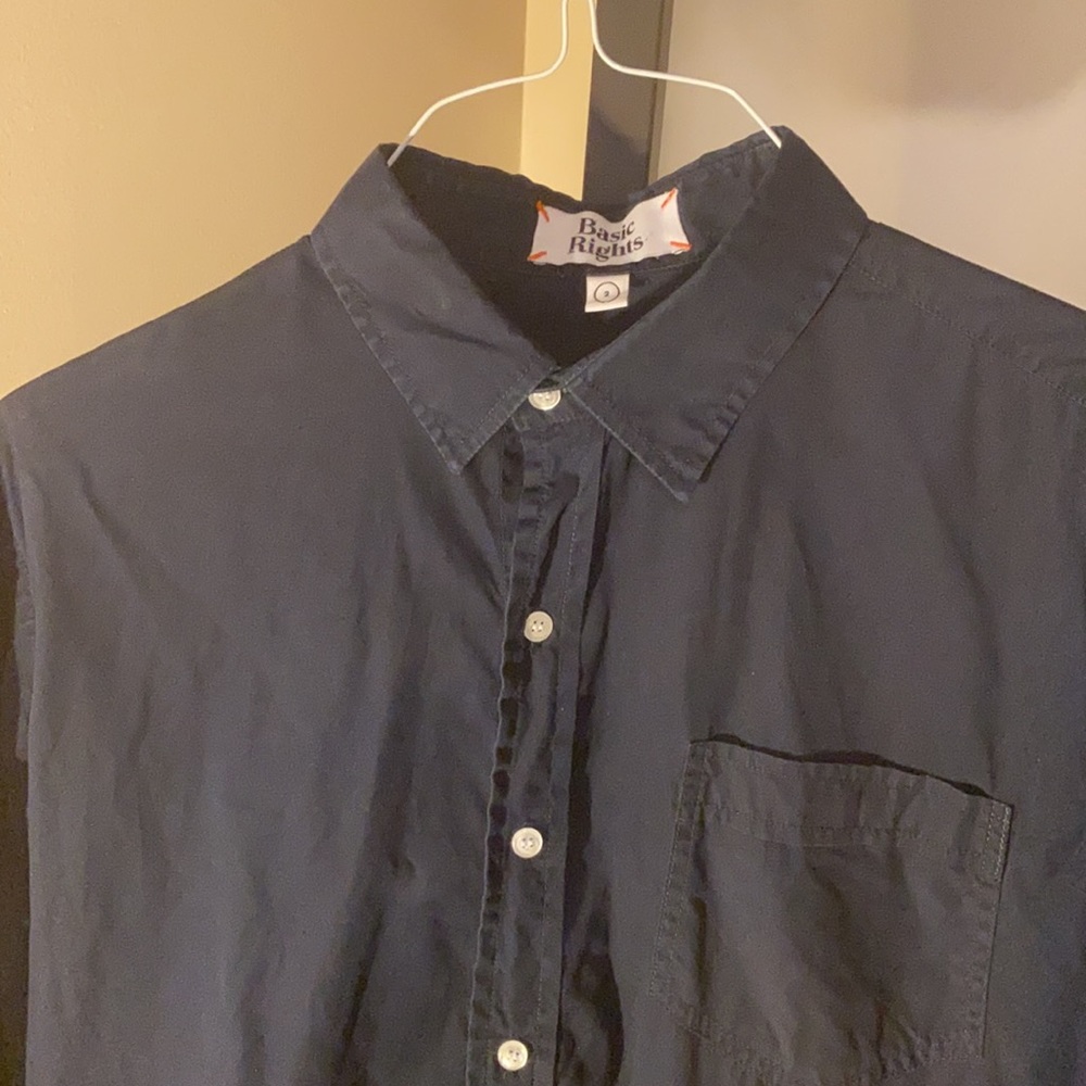 Curve Placket Button Up Shirt - Navy